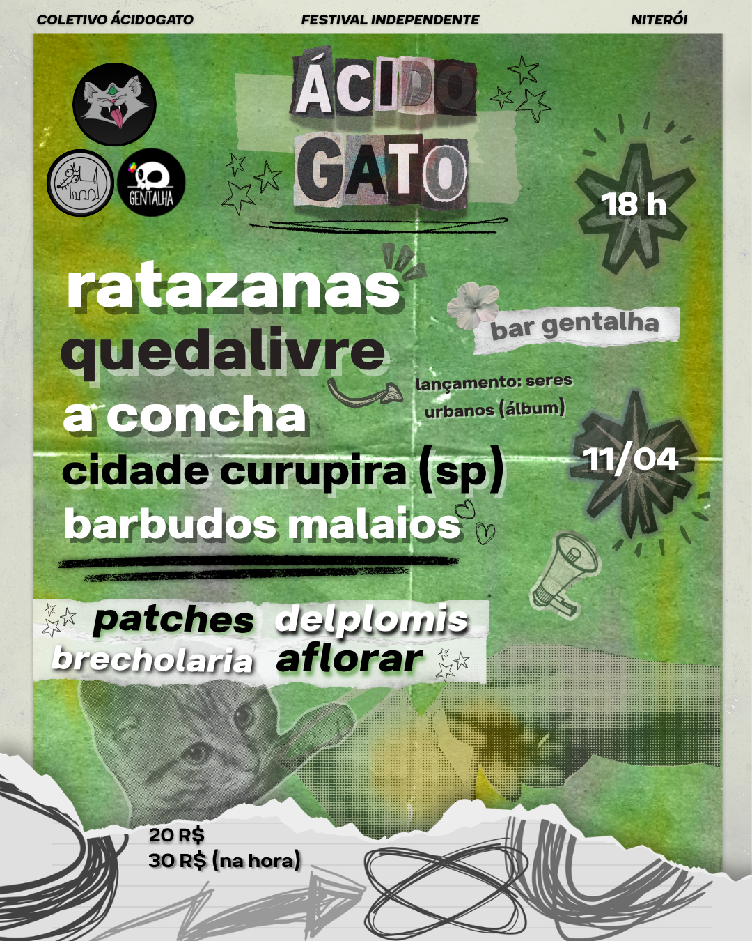 Coletivo Ácido Gato lança festival com 5 bandas e expositores em Niterói